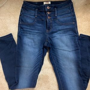 Dark wash skinny high waisted jeans